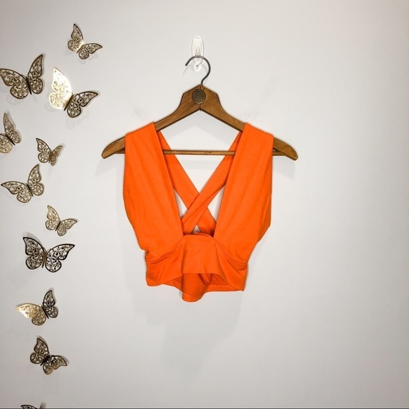 SHEIN Tops - 🦋🌙 SHEIN | Orange Criss Cross Strap Crop Top